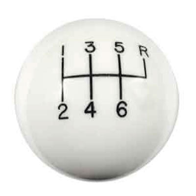 6 speed RUR engraved shift knob WHITE: 7/16"-20 for custom work