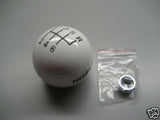 6 speed RUR logo imprinted shift knob WHITE: 3/8"-16 for Hurst chrome sticks - BLEMISHED