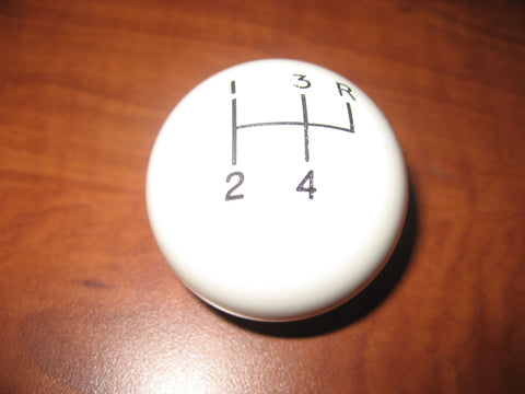 4 speed RUR engraved shift knob WHITE: 3/8"-24 for 1955-1978 Jeep CJ T98 T18